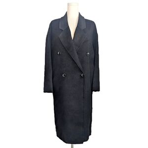 100% Wool 🎀 Winter Coat 🎀 black long double breasted cocoon coat